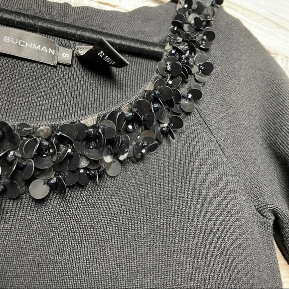 Dana Buchman Merino Wool Sz S Large Sequin Embellishment Likely Vintage Holiday - Picture 5 of 9